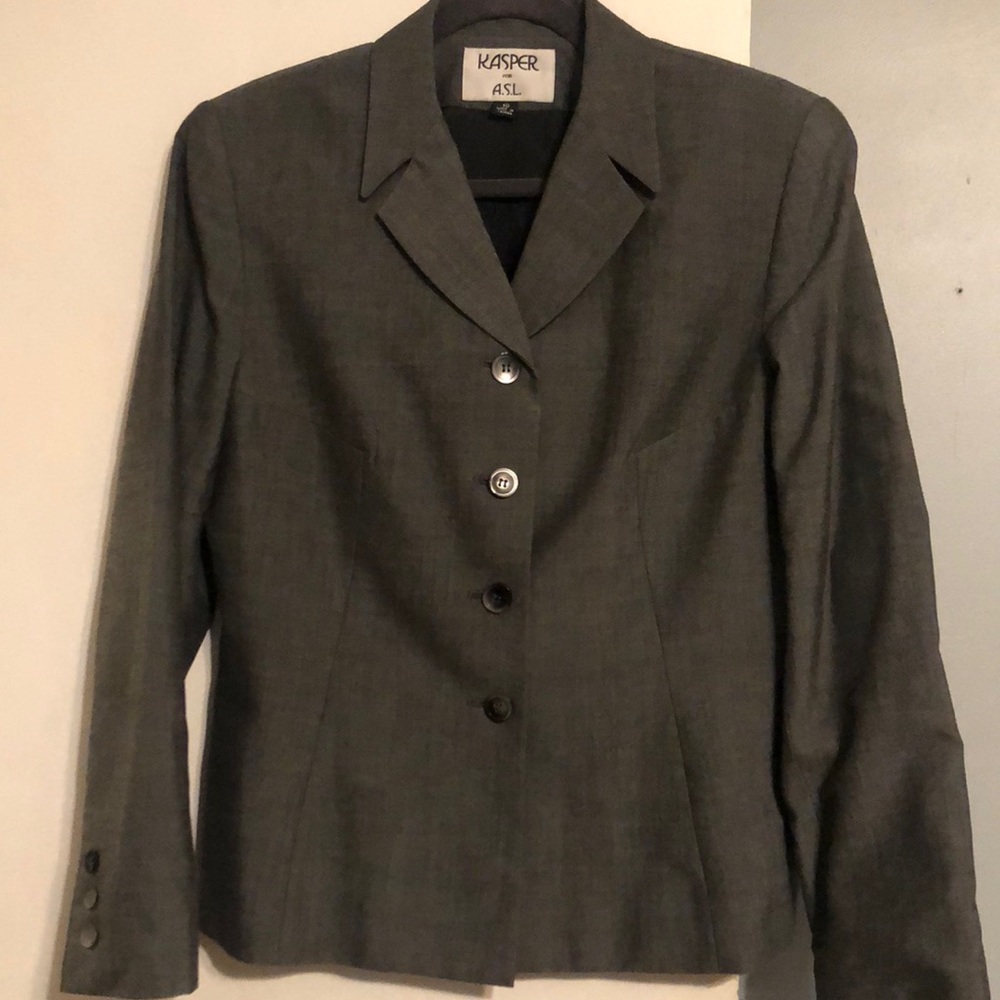 Kasper for A.L.S Grey Wool Blend Blazer Size 10